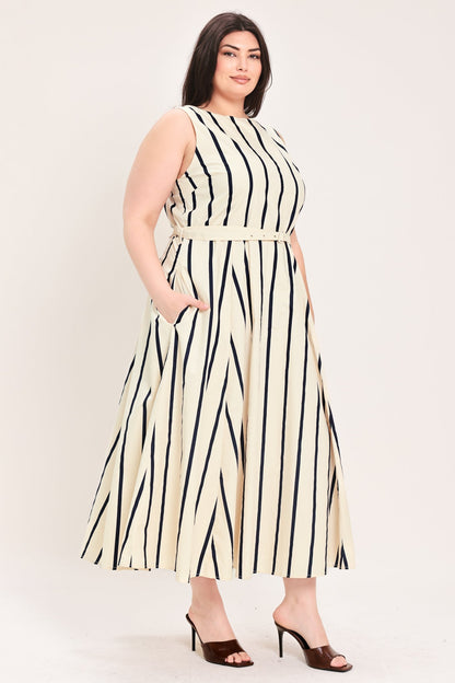 SAIL AWAY STRIPED MIDI DRESS
