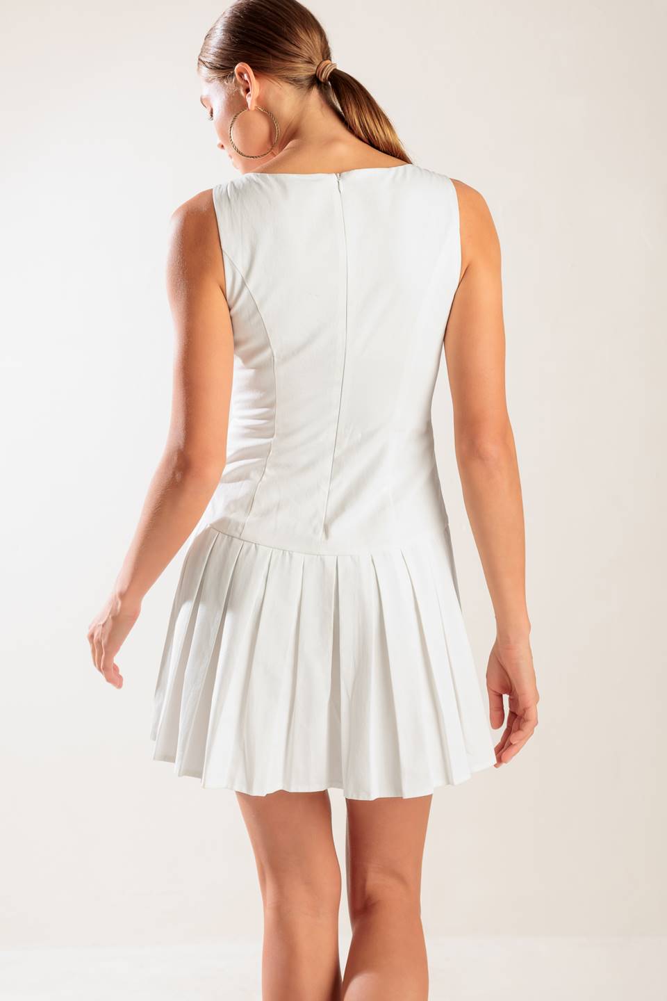 NO COMPARISONS PLEATED SKIRT MINI DRESS WHITE- FINAL