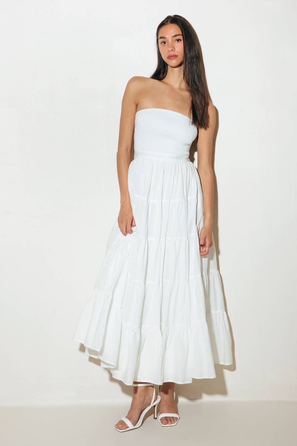 BREEZE OPEN BACK MIDI DRESS WHITE