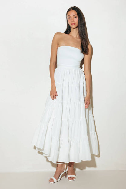 BREEZE OPEN BACK MIDI DRESS WHITE