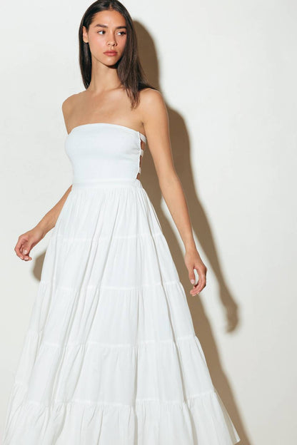BREEZE OPEN BACK MIDI DRESS WHITE