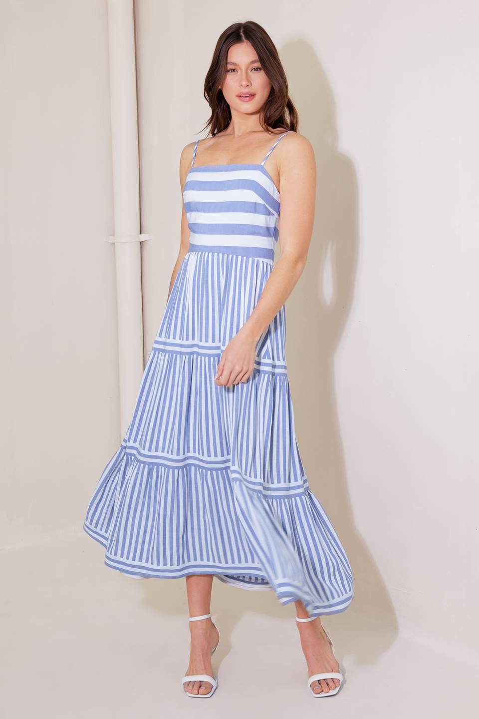 ANYTHING IS POSSIBLE MIDI DRESS BLUE & WHITE