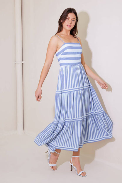 ANYTHING IS POSSIBLE MIDI DRESS BLUE & WHITE