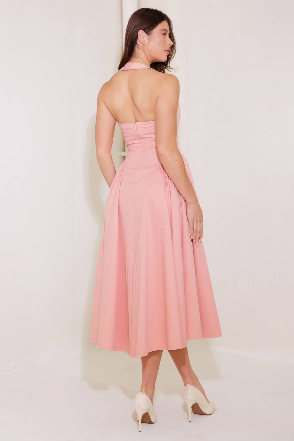 CAUGHT IN THE RAIN HALTER MIDI DRESS SOFT PINK FINAL