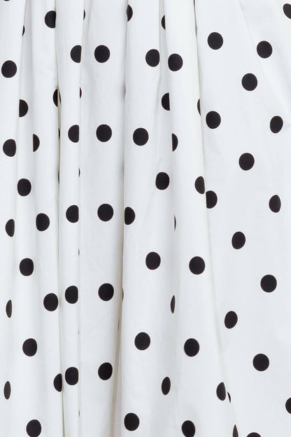 POLKA DOT WHITE & BLACK BUBBLE HEM MIDI DRESS