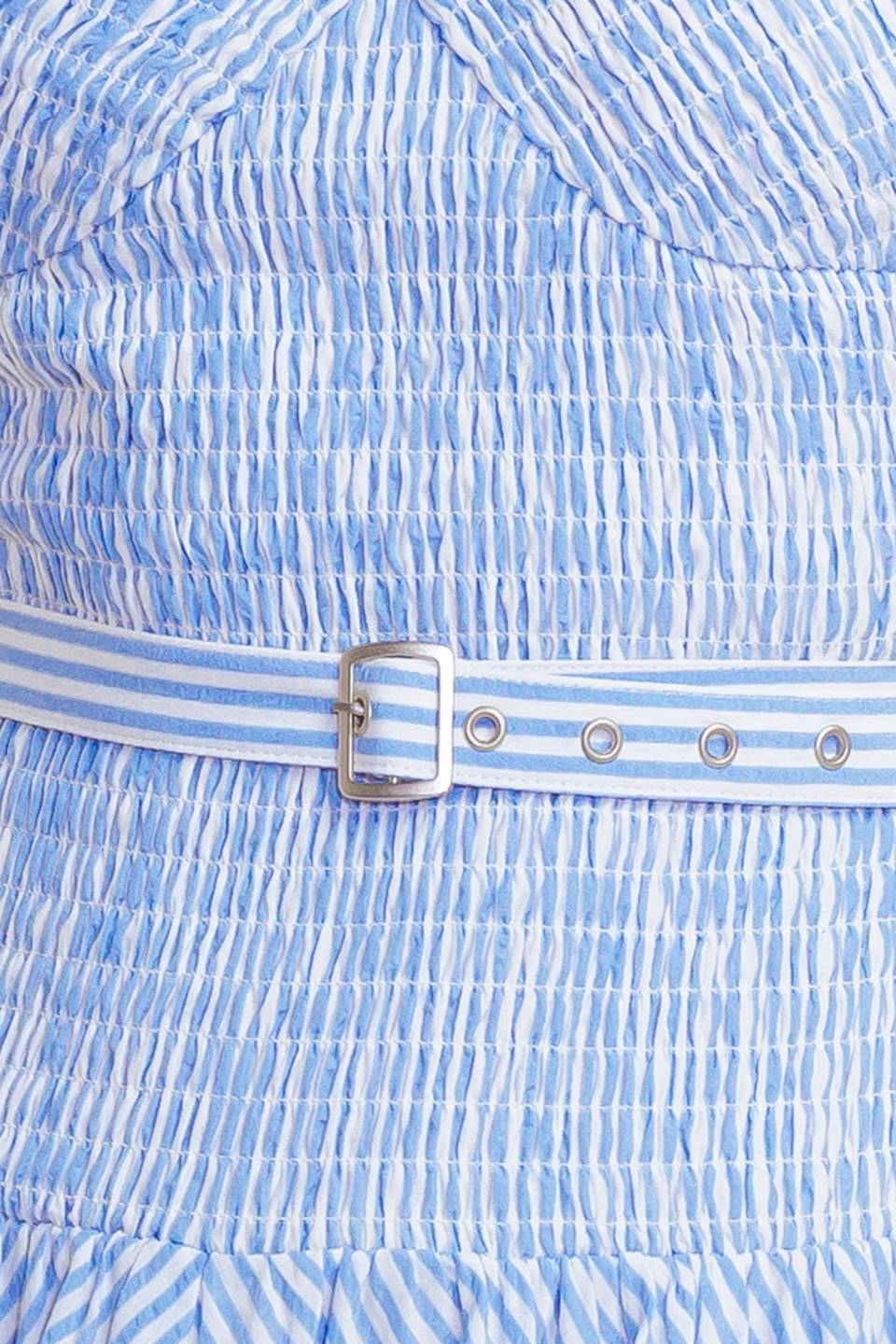 JOURNI STRIPED MIDI DRESS BLUE & WHITE