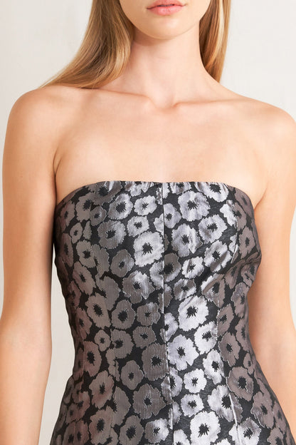 SHINE ON BLACK & SILVER STRAPLESS MINI DRESS