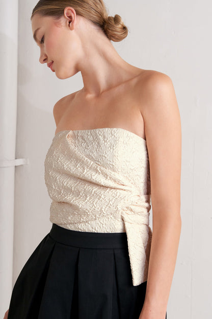 MONO BALLET BLACK & CREAM STRAPLESS MIDI DRESS