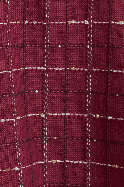 TWEED STRAPLESS MINI DRESS WINE