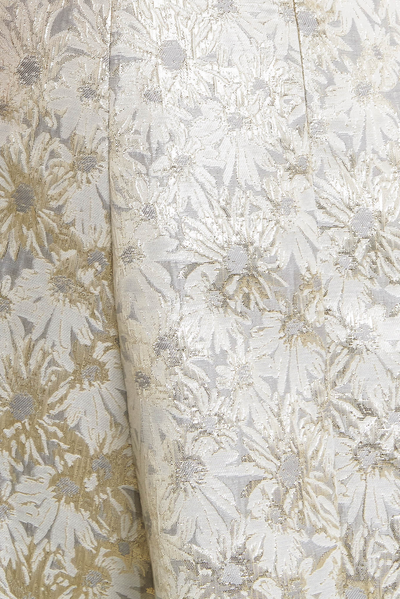 WHITE & GOLD JACQUARD STRAPLESS MIDI DRESS