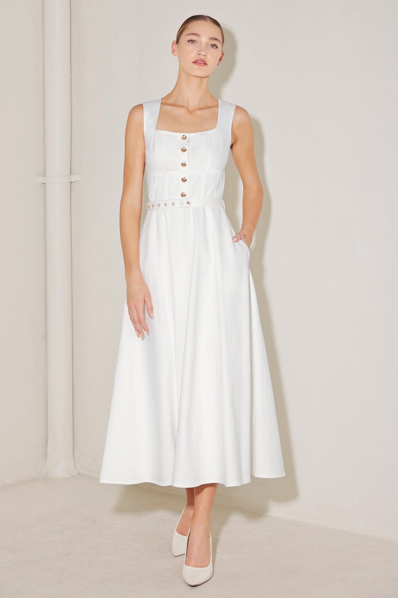 SUMMER SOCIAL WHITE MIDI DRESS