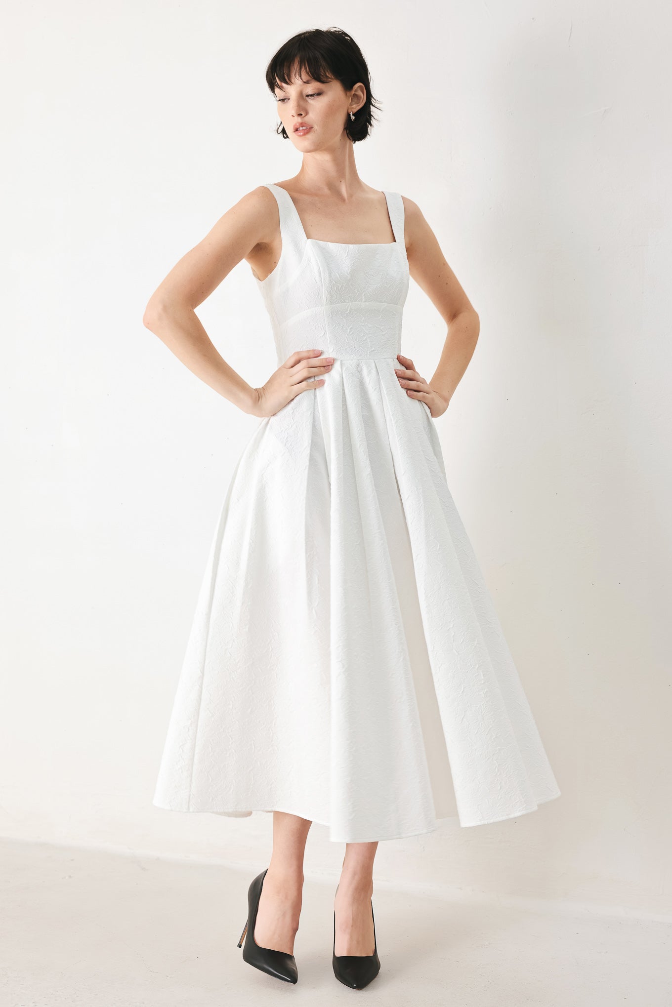 ECHO IN WHITE MIDI DRESS