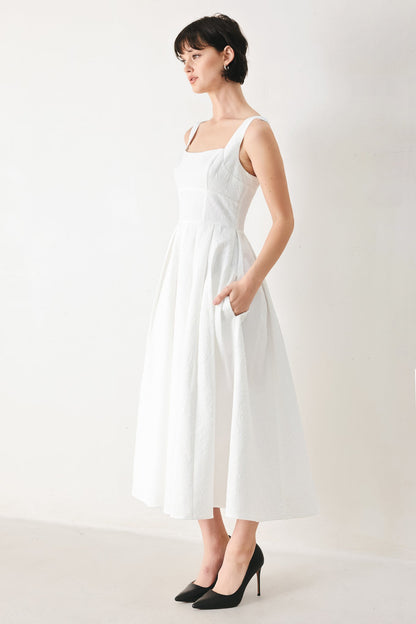 ECHO IN WHITE MIDI DRESS