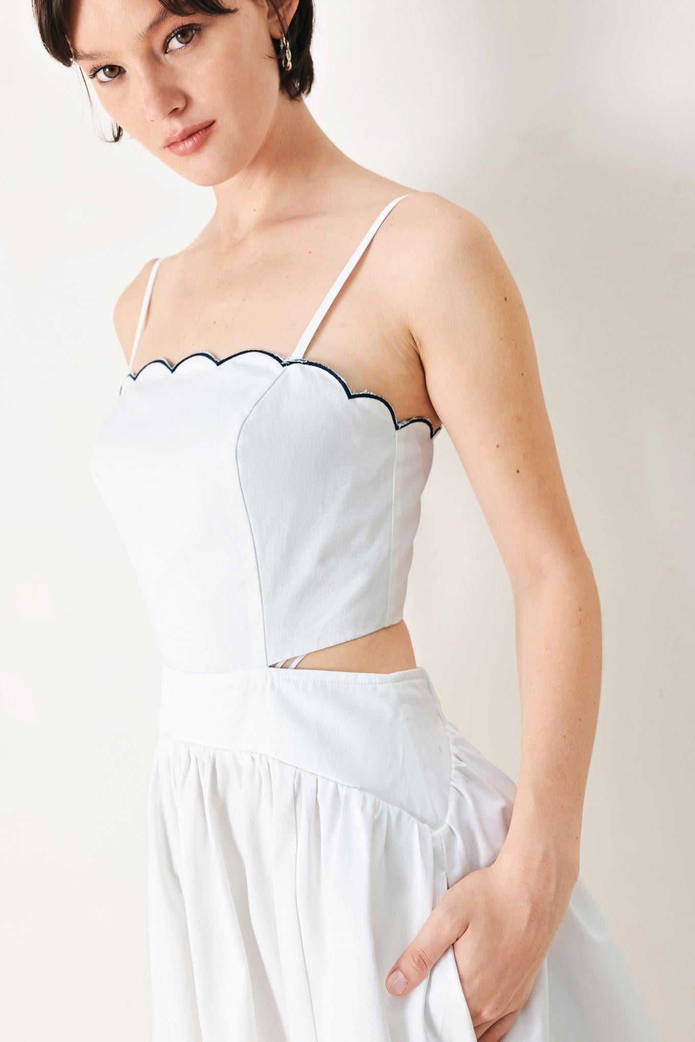 PURE ELEGANCE WHITE MIDI DRESS