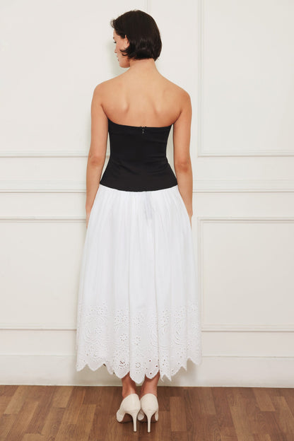 SOFT SPOKEN BEAUTY KNIT BLACK & WHITE MIDI DRESS