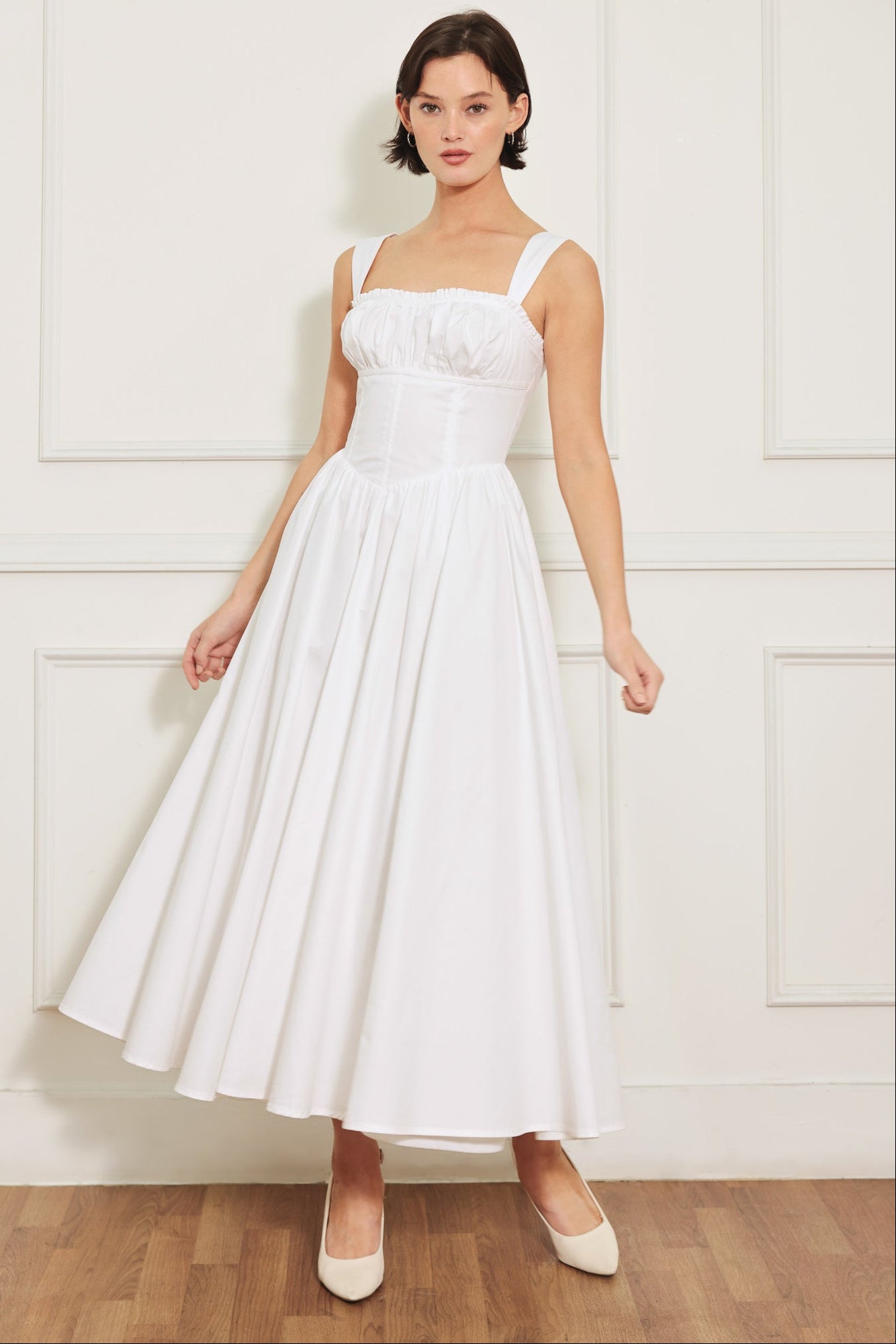 SWEETHEART SERENADE WHITE MIDI DRESS