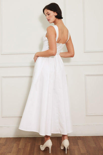 SWEETHEART SERENADE WHITE MIDI DRESS