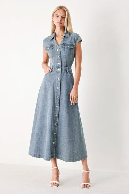 CLASSIC APPEAL ACID WASH DENIM SHIRT DRESS