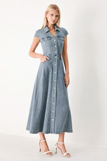CLASSIC APPEAL ACID WASH DENIM SHIRT DRESS
