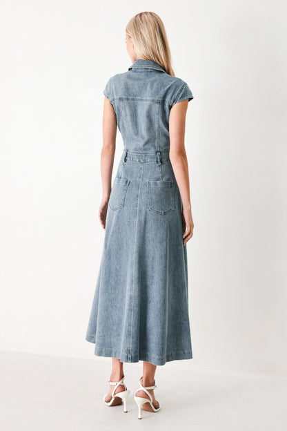 CLASSIC APPEAL ACID WASH DENIM SHIRT DRESS