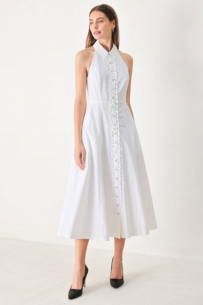 ANGELIC CHARM HALTER MIDI DRESS