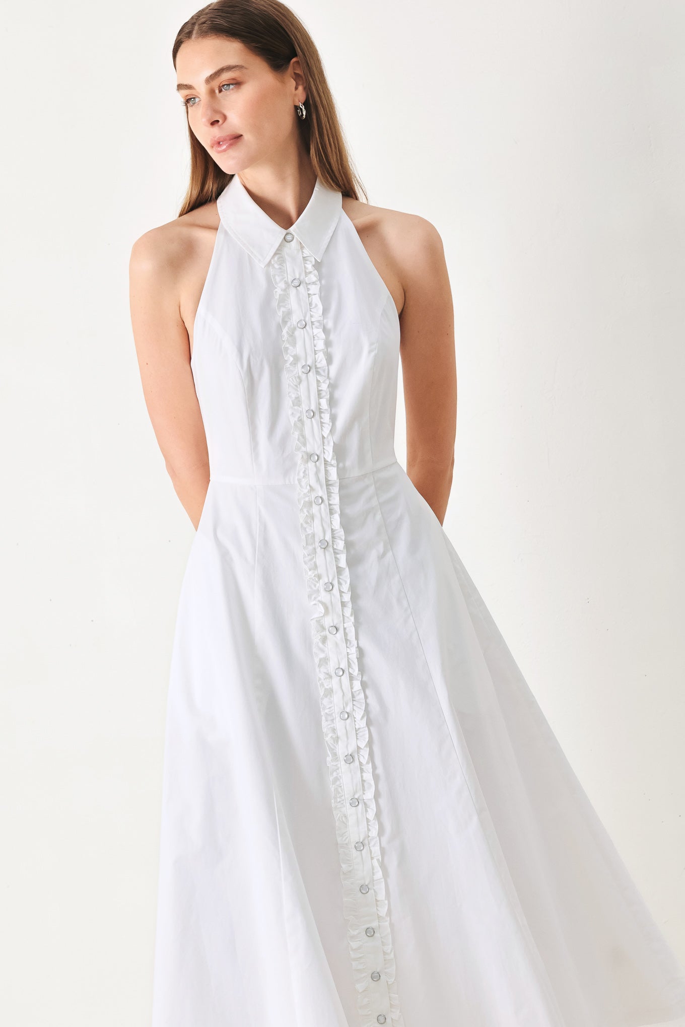 ANGELIC CHARM HALTER MIDI DRESS