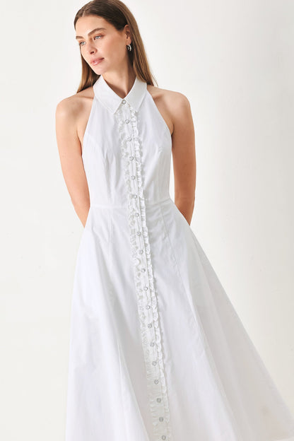 ANGELIC CHARM HALTER MIDI DRESS
