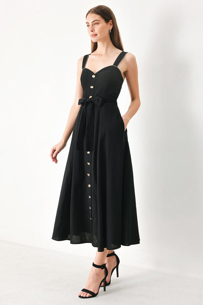 LOVELY NOIR BLACK MIDI DRESS