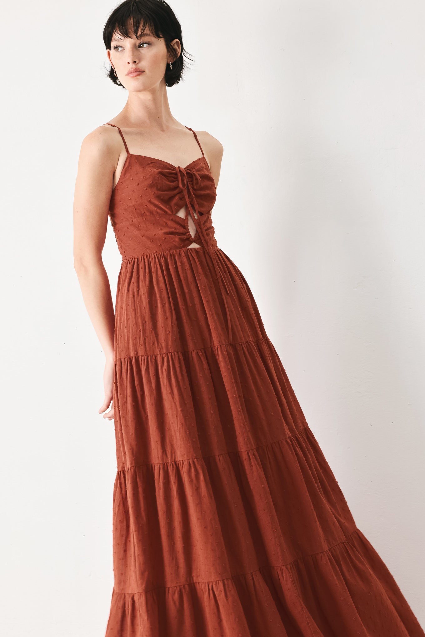 TERRACOTTA SUNSET CUT-OUT MAXI DRESS