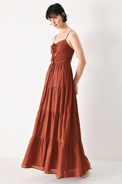 TERRACOTTA SUNSET CUT-OUT MAXI DRESS