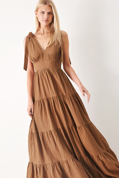 CALM BEAUTY BROWN MAXI DRESS