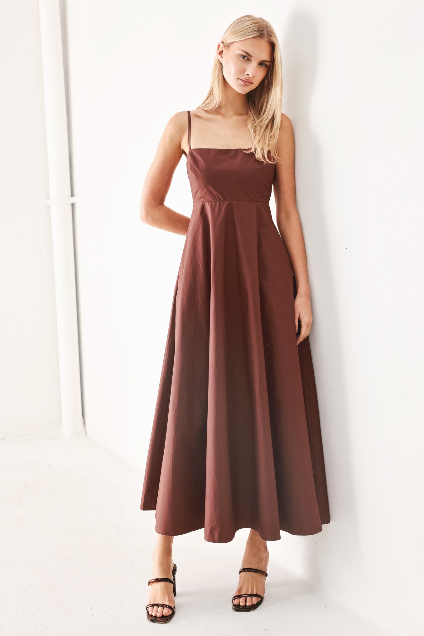 QUIET LUXE DARK ROSE MIDI DRESS