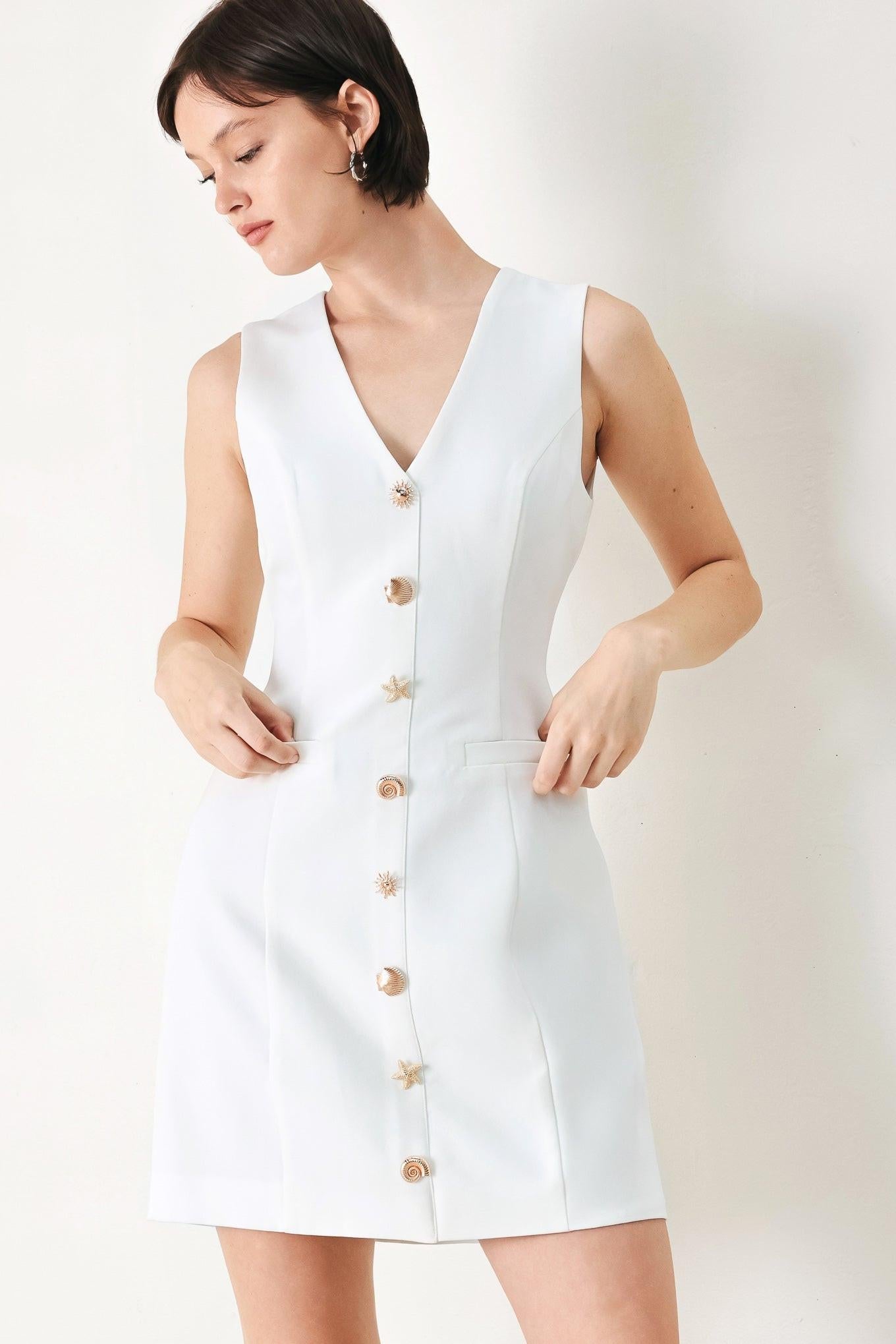 Seashell Sweetheart White Mini Dress