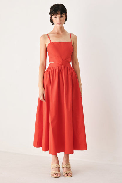 THE RIVIERA NIGHTS CUT-OUT MIDI DRESS