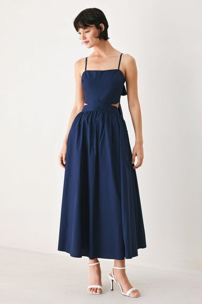 THE RIVIERA NIGHTS CUT-OUT MIDI DRESS