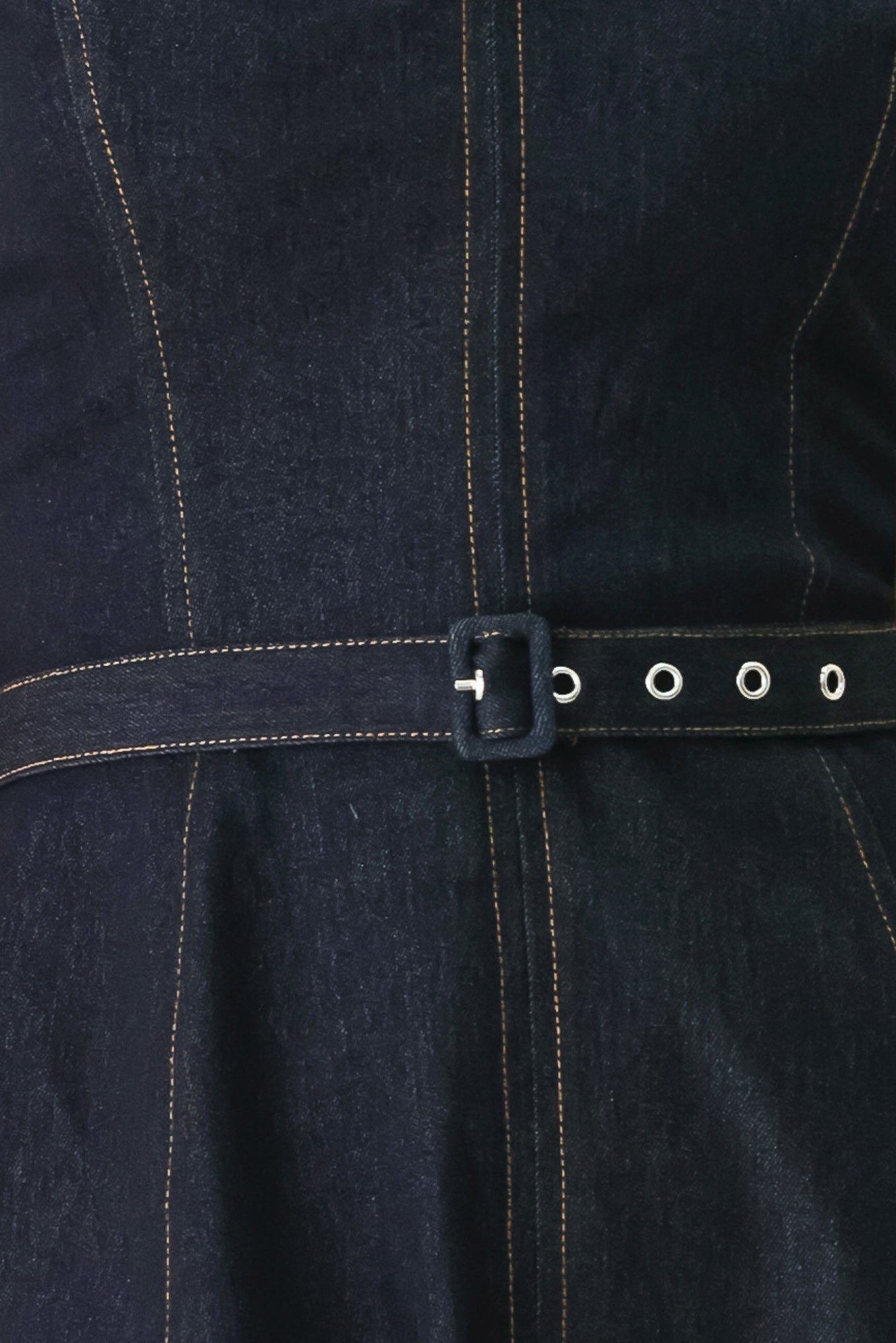 ICONIC INDIGO STRAPLESS DARK DENIM MIDI DRESS