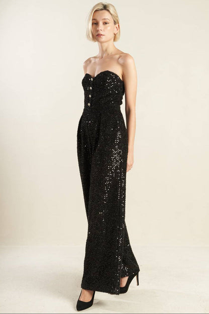 Sorelle Jumpsuit Black Sequin Cocktail Jumpsuit