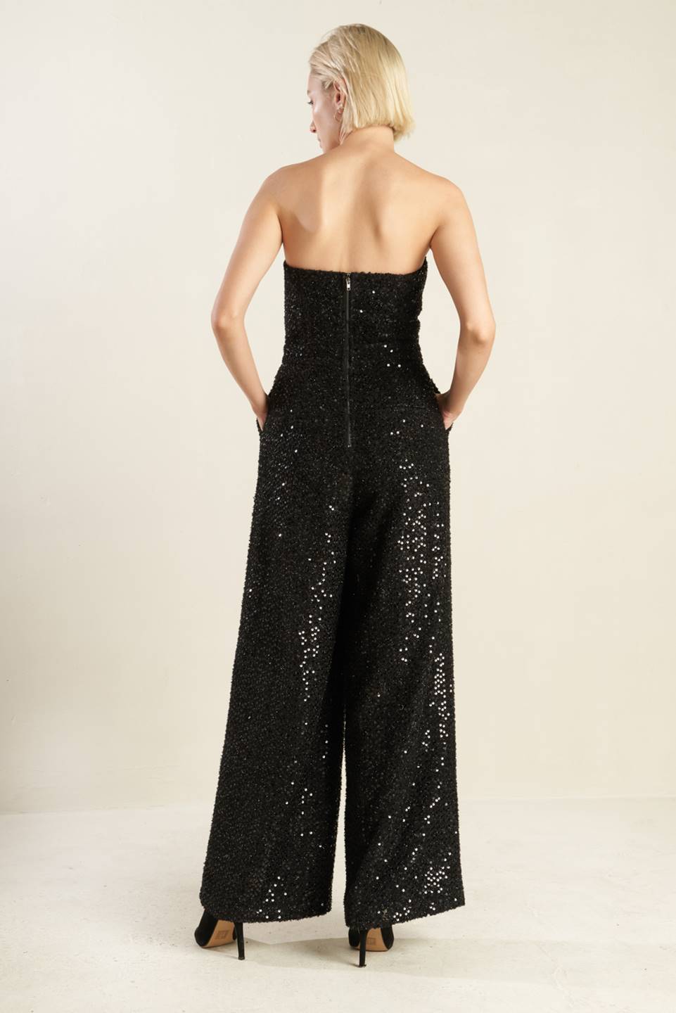 Sorelle Jumpsuit Black Sequin Cocktail Jumpsuit