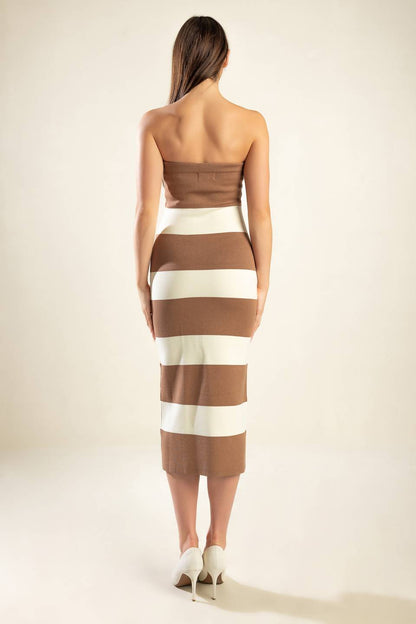 ROMANTIC AFTERNOON STRAPLESS KNIT DRESS