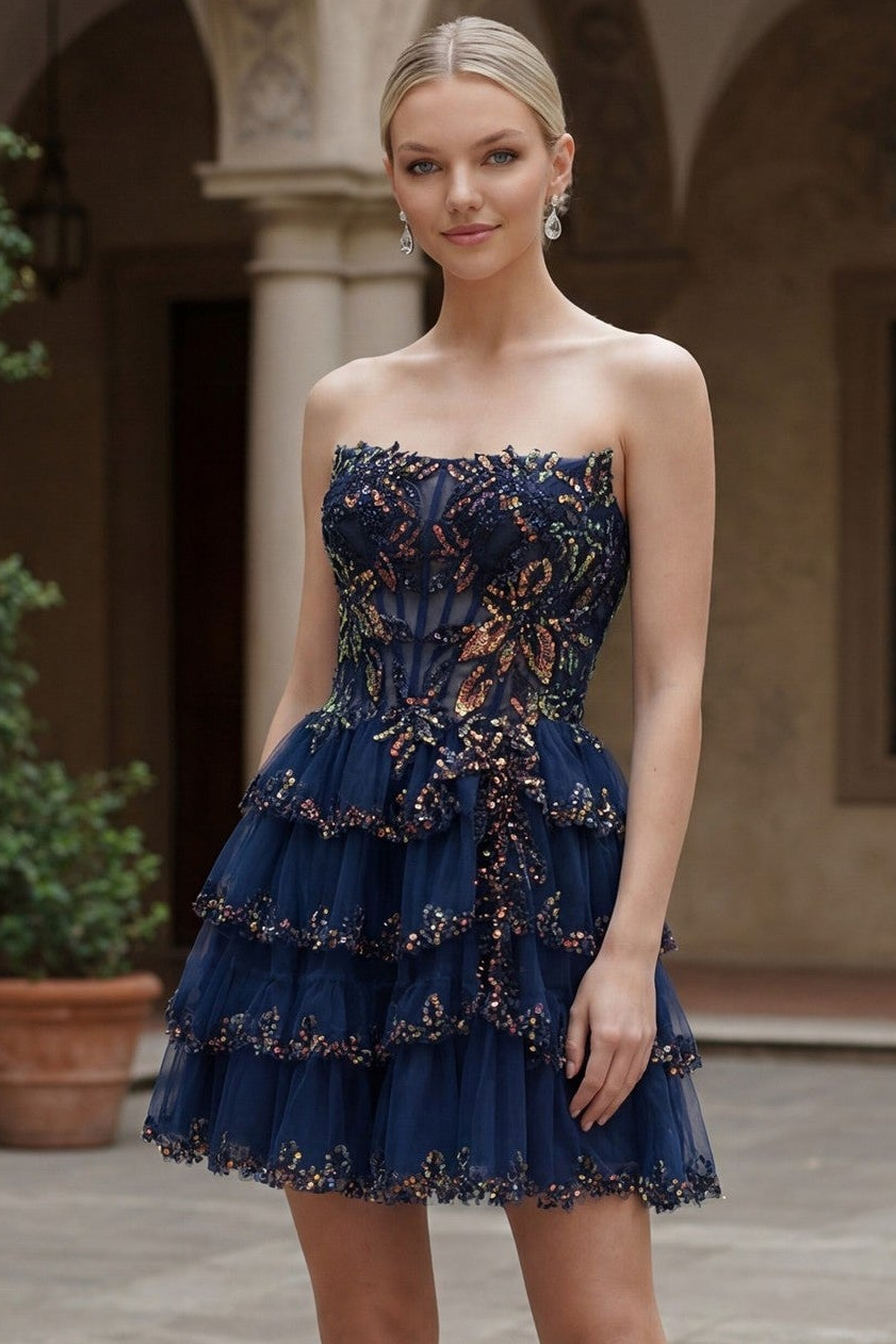 Shiloh Mini Dress Floral Sequin Homecoming Dress