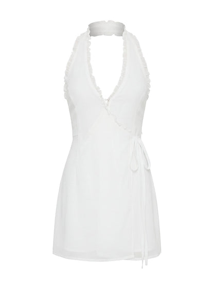 Taija Wrap Mini Dress White