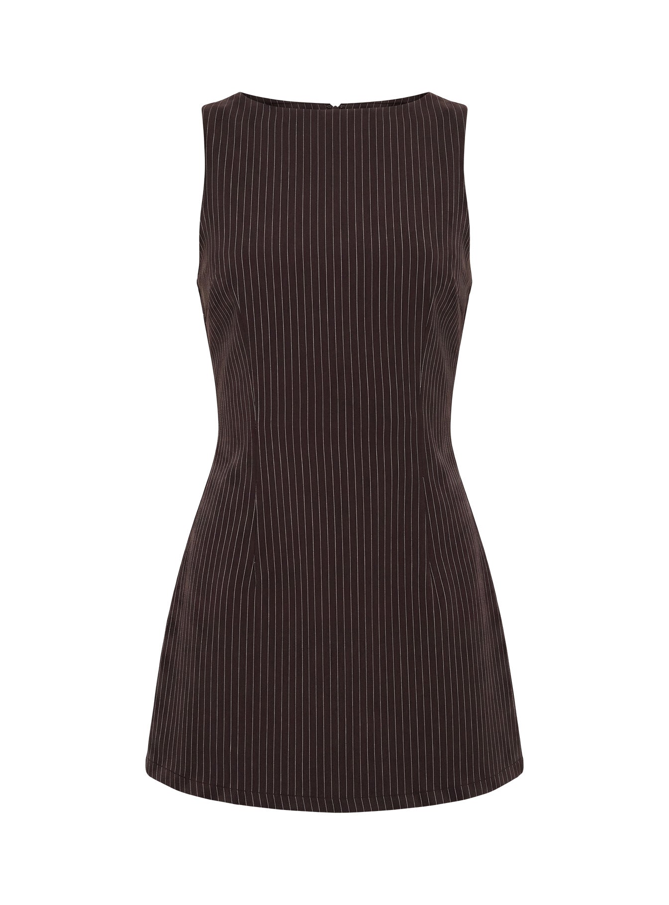 Yumiko Romper Brown Pinstripe Tall