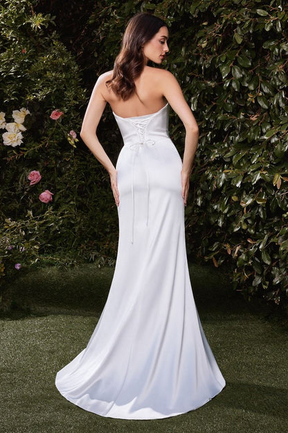 NICOLETTE GOWN OFF WHITE STRAPLESS LUXE SATIN DRESS & SCARF