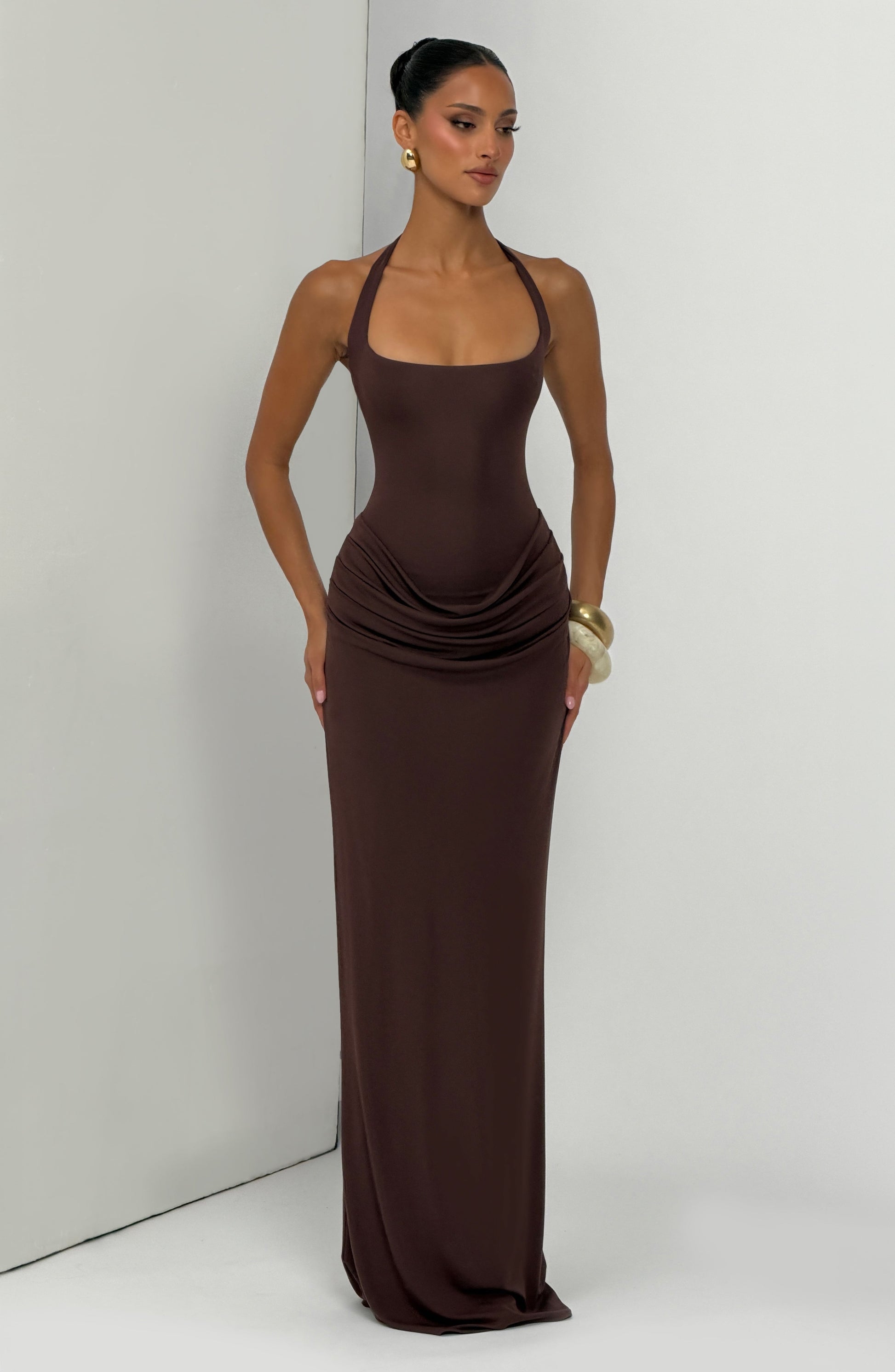 Sharona Maxi Dress Plum Brown