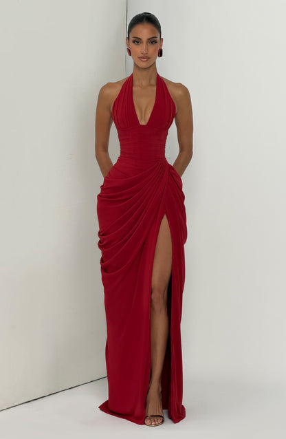 Minette Maxi Dress Deep Red