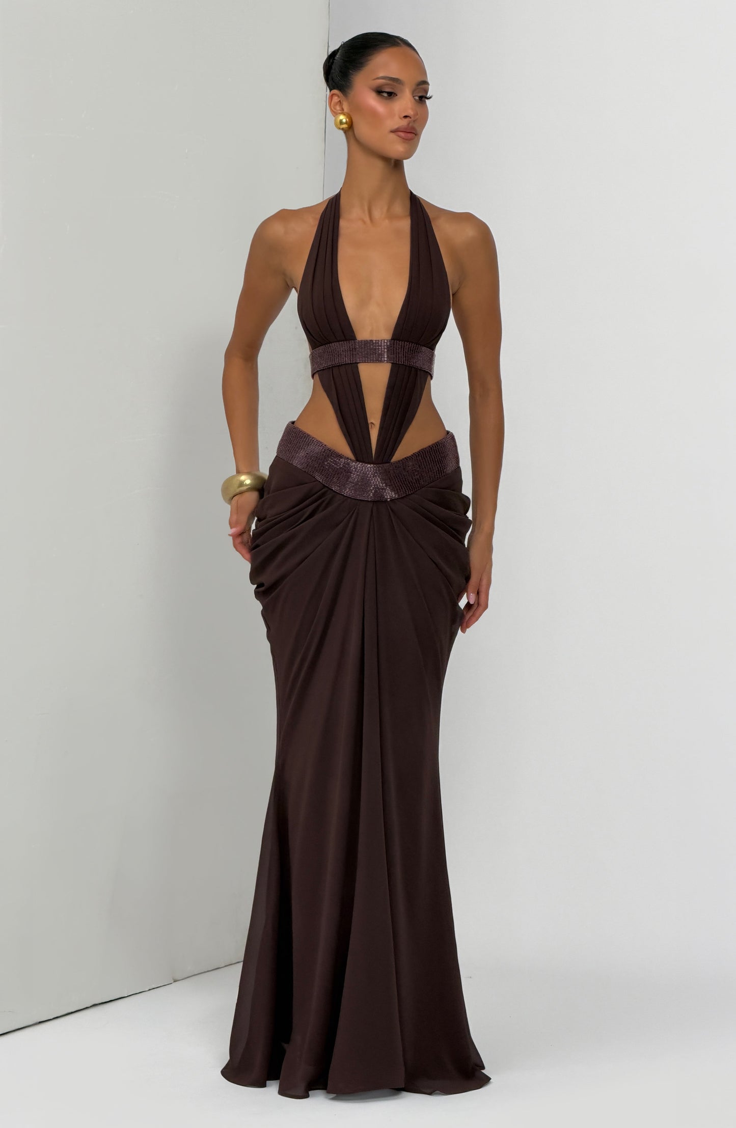 Sophie Maxi Dress Plum Brown
