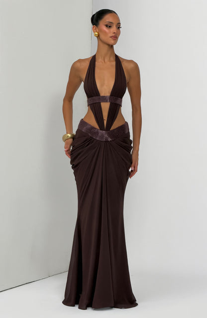Sophie Maxi Dress Plum Brown