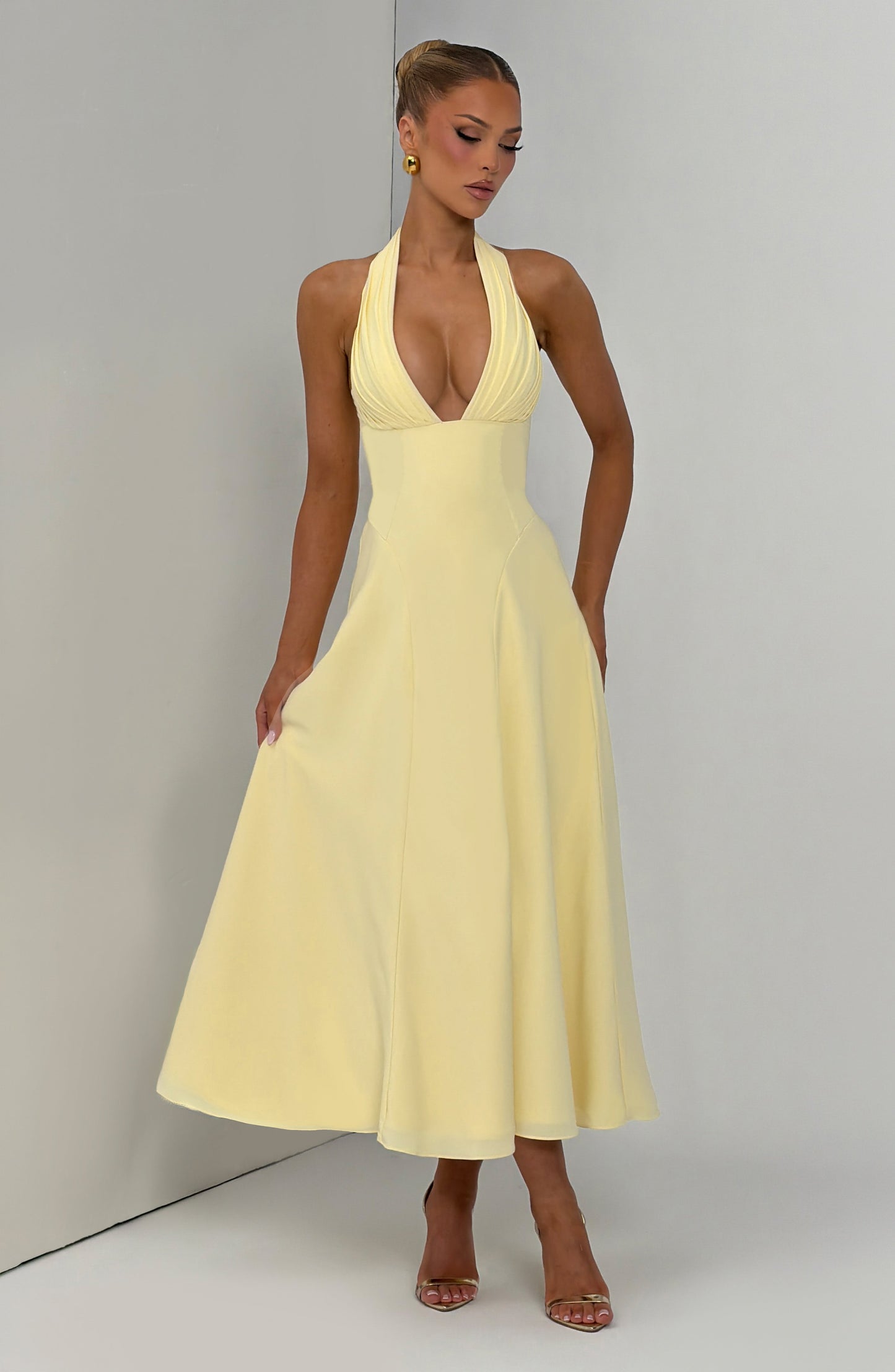 Hayden Midi Dress Lemon