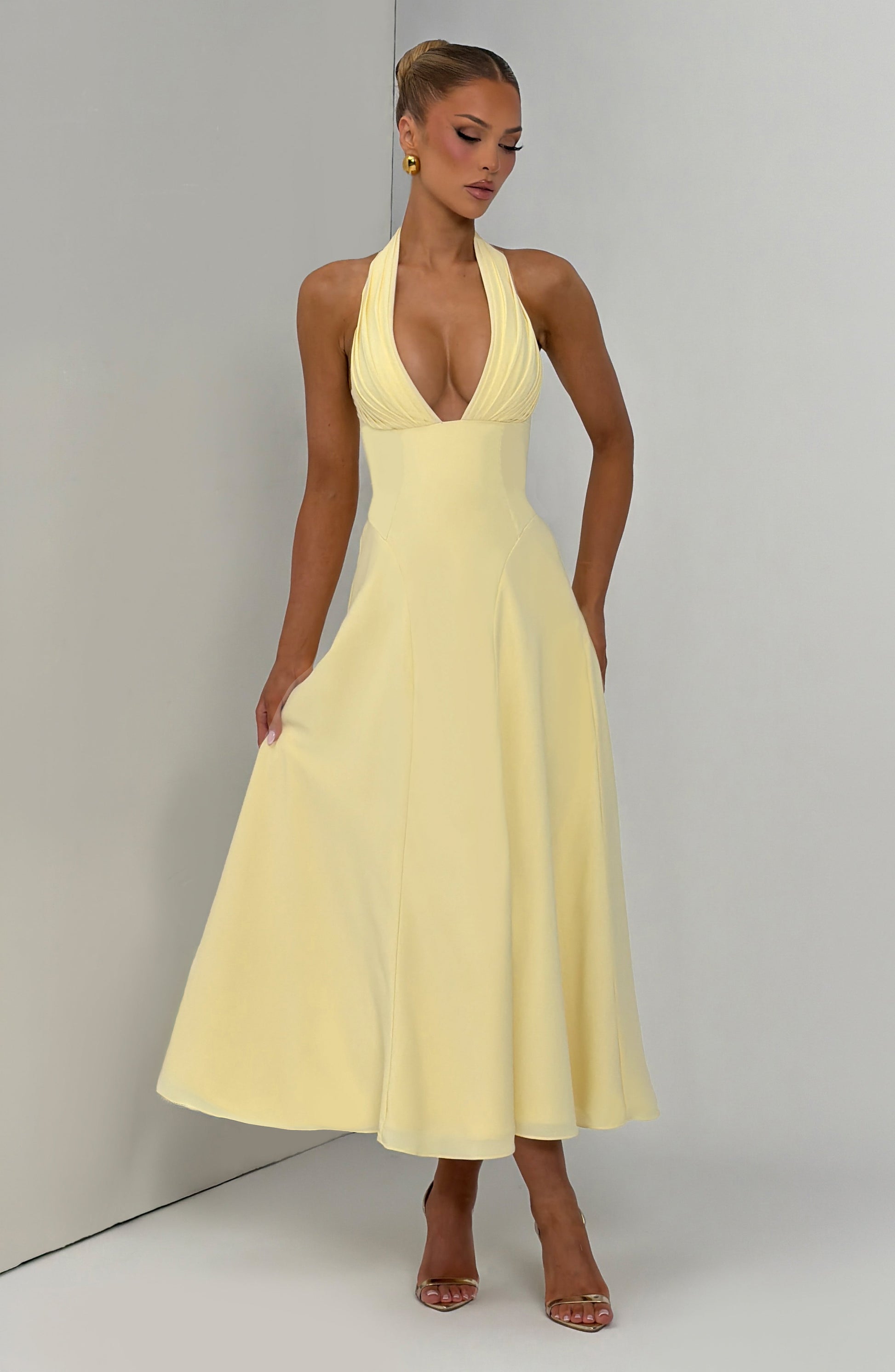 Hayden Midi Dress Lemon