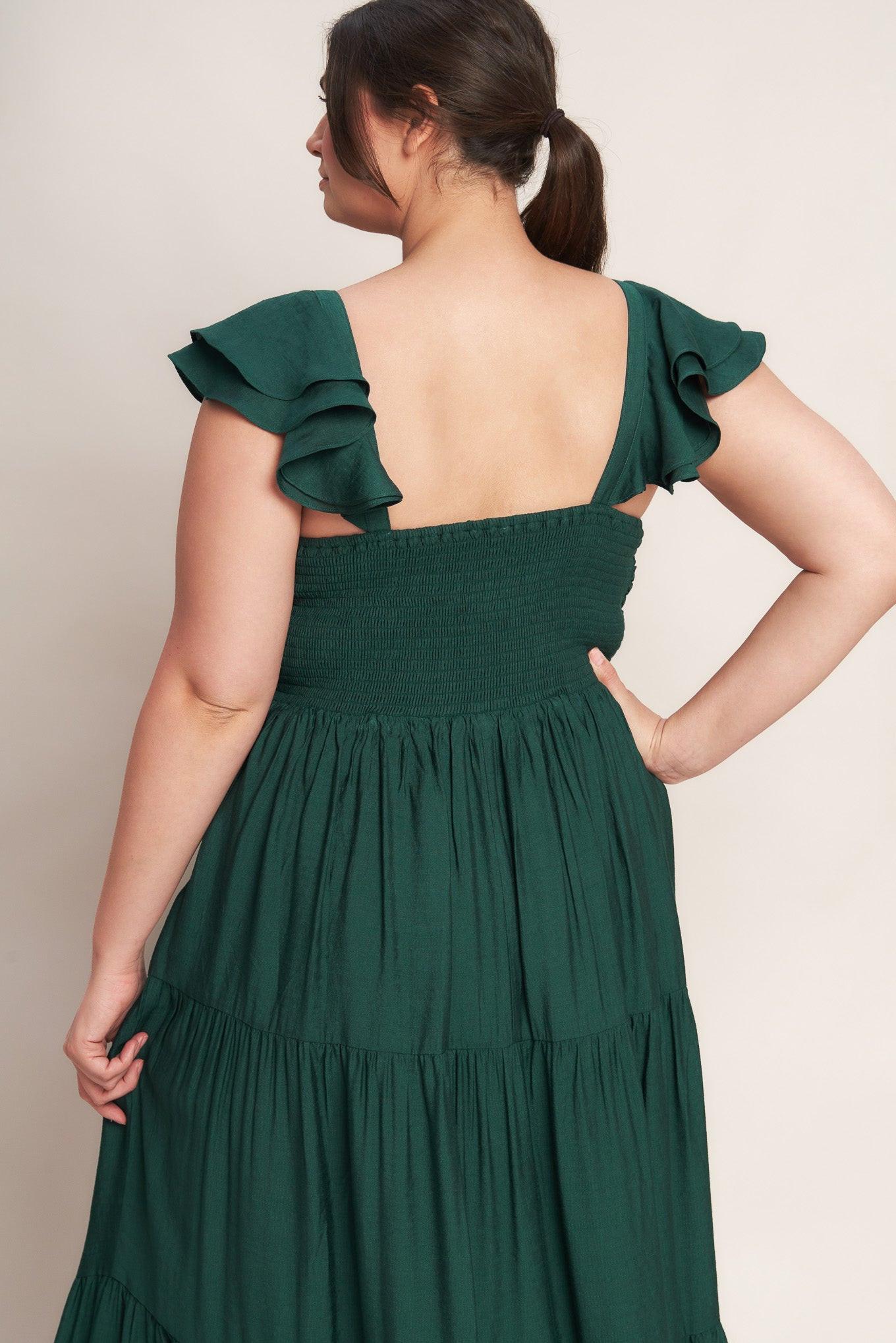 SUMMER EVERMORE DEEP RED FLUTTER SLEEVE MAXI DRESS